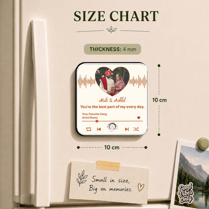 Wedding Gift for Couples Personalized Musical Fridge Magnet with Photo & Song Gift for Bride and Groom Memory Gift for Husband Wife